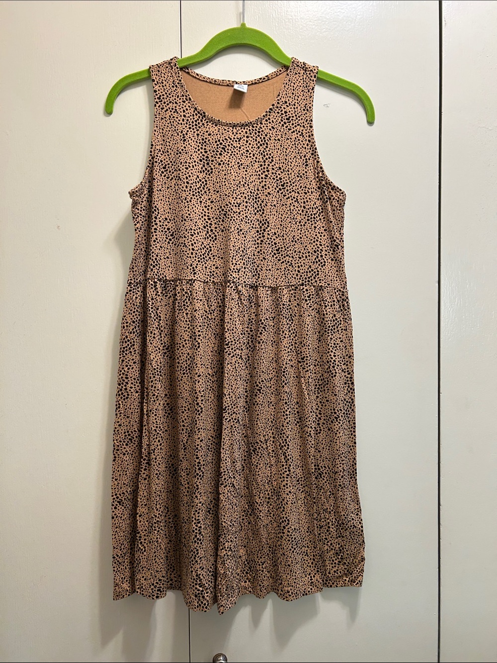 Old Navy Tan Sleeveless Leopard-Spot Dress